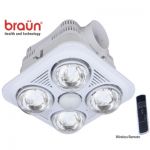 Đèn sưởi nhà tắm Braun BU04R 4 bóng âm trần (Có điều khiển)
