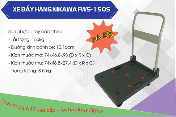Ảnh Xe đẩy hàng sàn nhựa Nikawa FWS-150S rẻ nhất Hà Nội